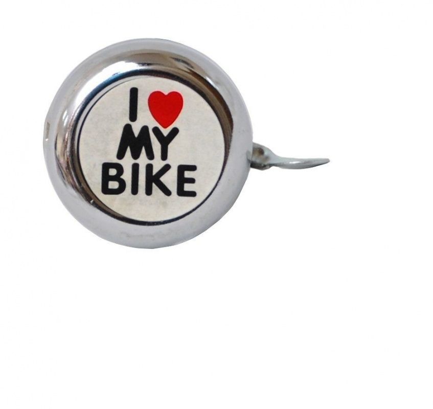 Фото выбрать и купить звонок велосипедный nuvo, алюминиевый, "i love my bike", d55 мм (серебристый) для велосипедов со склада в СПб - большой выбор для взрослого, звонок велосипедный nuvo, алюминиевый, "i love my bike", d55 мм (серебристый) для велосипедов в наличии - интернет-магазин Мастерская Тимура