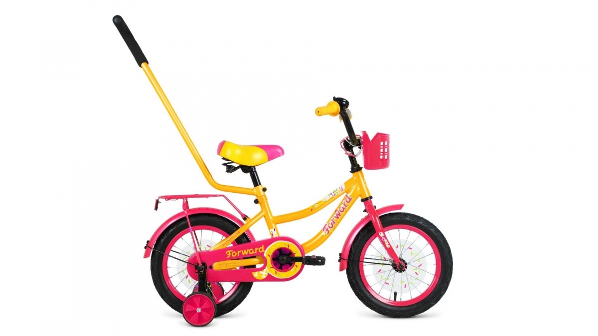 Фото выбрать и купить велосипед forward funky 14 (2021) желтый / фиолетовый детские в магазинах или со склада в СПб - большой выбор для детей, велосипед forward funky 14 (2021) желтый / фиолетовый детские в наличии - интернет-магазин Мастерская Тимура