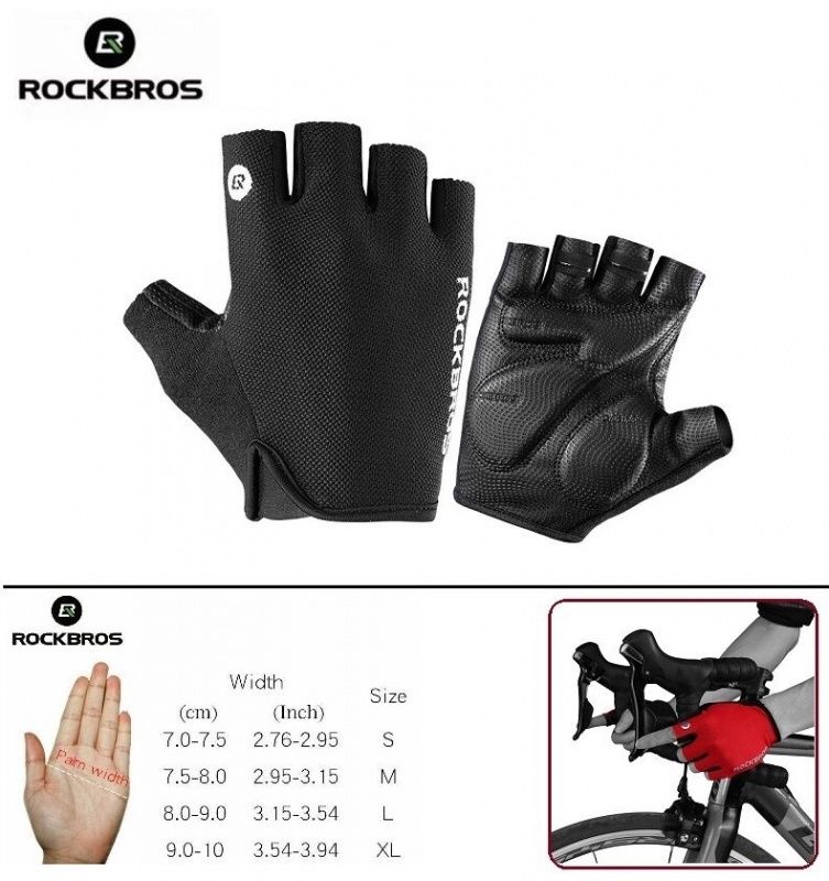 Фото выбрать и купить велоперчатки "rockbros", короткие пальцы, гелевые вставки, биэластичные, силикон, лайкра, размер "m" (rockbrs06-m) для велосипедов со склада в СПб - большой выбор для взрослого, велоперчатки "rockbros", короткие пальцы, гелевые вставки, биэластичные, силикон, лайкра, размер "m" (rockbrs06-m) для велосипедов в наличии - интернет-магазин Мастерская Тимура