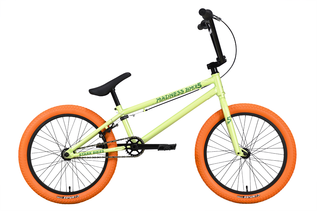 Фото выбрать и купить велосипед велосипед stark madness bmx 5 (2023) оливковый/зеленый/оранжевый со склада в СПб - большой выбор для взрослого и для детей, велосипед stark madness bmx 5 (2023) оливковый/зеленый/оранжевый велосипеды для трюков стрит или дерт в наличии - интернет-магазин Мастерская Тимура