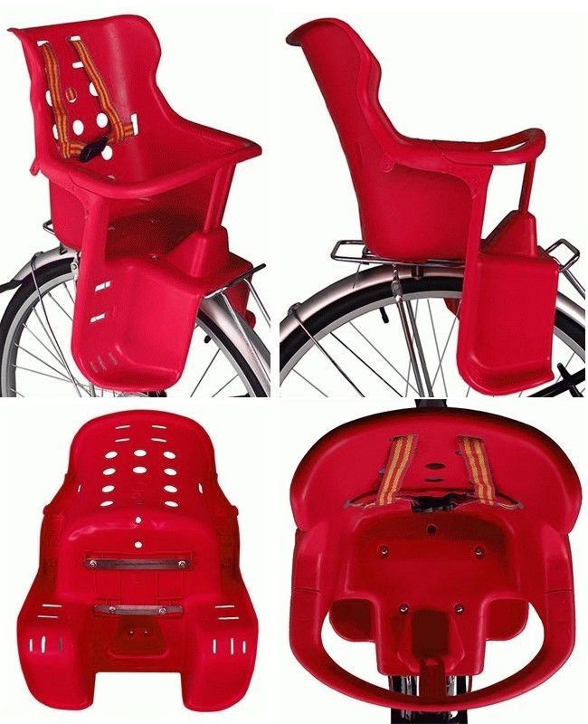 Фото выбрать и купить кресло детское, крепеж на багажник, пластик (цвет красный) (r-3358) для велосипедов со склада в СПб - большой выбор для взрослого, кресло детское, крепеж на багажник, пластик (цвет красный) (r-3358) для велосипедов в наличии - интернет-магазин Мастерская Тимура