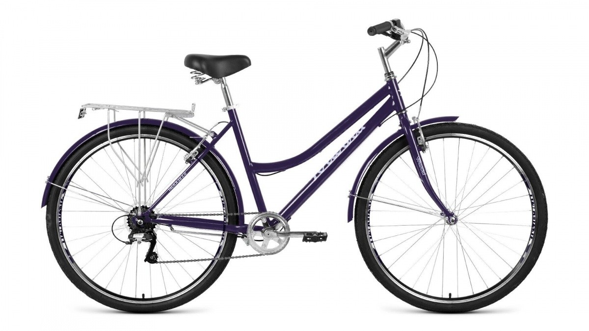 Фото выбрать и купить городской или дорожный велосипед для города и велопрогулок со склада в СПб - большой выбор для взрослого и для детей, велосипед forward talica 28 2.0 (2021) темно-синий / сиреневый велосипеды в наличии - интернет-магазин Мастерская Тимура