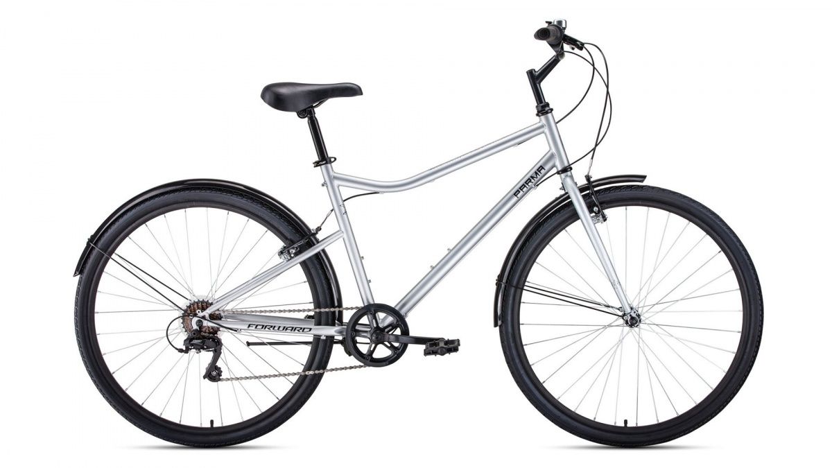 Фото выбрать и купить городской или дорожный велосипед для города и велопрогулок со склада в СПб - большой выбор для взрослого и для детей, велосипед forward parma 28 (2020) gray/black серый/черный, размер 19'' велосипеды в наличии - интернет-магазин Мастерская Тимура