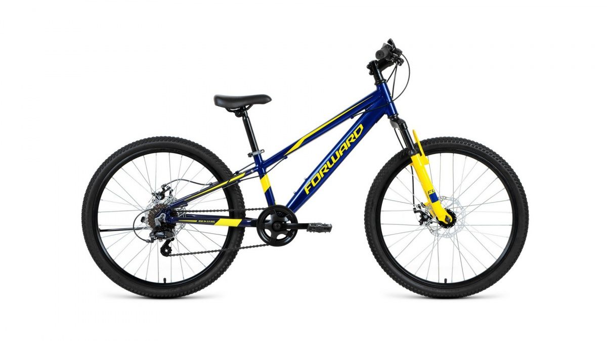 Фото выбрать и купить велосипед forward rise 24 2.0 disc (2020) dark blue/yellow тёмно - синий/желтый, размер 11,5" велосипеды с доставкой, в магазине или со склада в СПб - большой выбор для подростка, велосипед forward rise 24 2.0 disc (2020) dark blue/yellow тёмно - синий/желтый, размер 11,5" велосипеды в наличии - интернет-магазин Мастерская Тимура