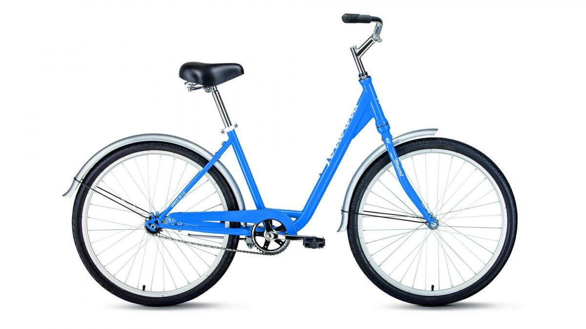 Фото выбрать и купить городской или дорожный велосипед для города и велопрогулок со склада в СПб - большой выбор для взрослого и для детей, велосипед forward grace 26 1.0 (2021) синий / белый велосипеды в наличии - интернет-магазин Мастерская Тимура