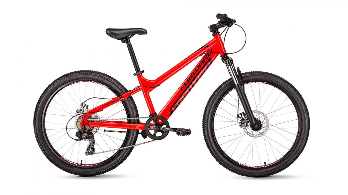 Фото выбрать и купить велосипед forward titan 24 2.0 disc (2020) red красный, размер 13'' велосипеды с доставкой, в магазине или со склада в СПб - большой выбор для подростка, велосипед forward titan 24 2.0 disc (2020) red красный, размер 13'' велосипеды в наличии - интернет-магазин Мастерская Тимура