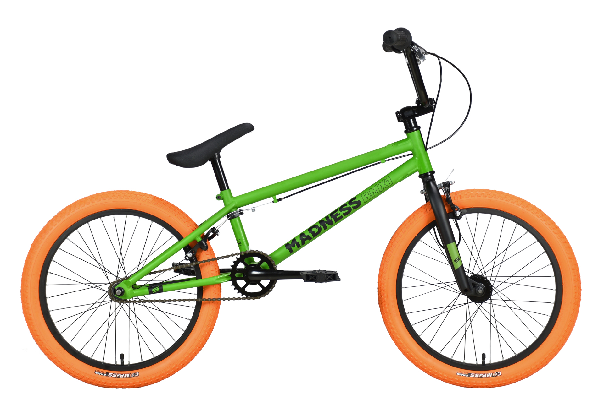 Фото выбрать и купить велосипед велосипед stark madness bmx 1 (2023) зеленый/черный/оранжевый со склада в СПб - большой выбор для взрослого и для детей, велосипед stark madness bmx 1 (2023) зеленый/черный/оранжевый велосипеды для трюков стрит или дерт в наличии - интернет-магазин Мастерская Тимура