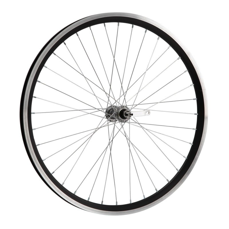 Фото выбрать и купить колесо 700c заднее, wz-201rqr, 32 отв., 130 мм, 10 мм (эксцентрик), v-brake, под трещётку 6/7 ск., двустеночный, sp17 (rwf70rbab903) для велосипедов со склада в СПб - большой выбор для взрослого, запчасти для велосипедов в наличии - интернет-магазин Мастерская Тимура