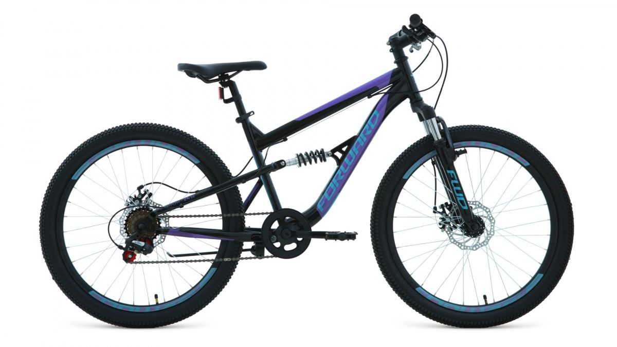 Фото выбрать и купить велосипед forward raptor 24 2.0 disc (2020) black/violet черный/фиолетовый, размер 13'' велосипеды с доставкой, в магазине или со склада в СПб - большой выбор для подростка, велосипед forward raptor 24 2.0 disc (2020) black/violet черный/фиолетовый, размер 13'' велосипеды в наличии - интернет-магазин Мастерская Тимура