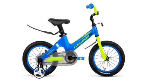 Фото выбрать и купить детский велосипед или подростковый, для девочки или мальчика, размеры 14 дюймов, 16 дюймов, горный, BMX, детский, трехколесный, со склада в СПб - детские велосипеды, велосипед forward cosmo 14 (2020) blue синий  в наличии - интернет-магазин Мастерская Тимура