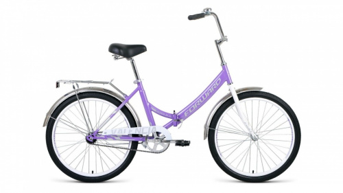 Фото выбрать и купить горный или городской велосипед, туристический, складной, со склада в СПб - большой выбор для взрослого, размеры 14, 16, 20, 22, 24, 26, 28 дюймов, детские велосипеды, велосипед forward valencia 24 1.0 (2021) фиолетовый / серый  в наличии - интернет-магазин Мастерская Тимура