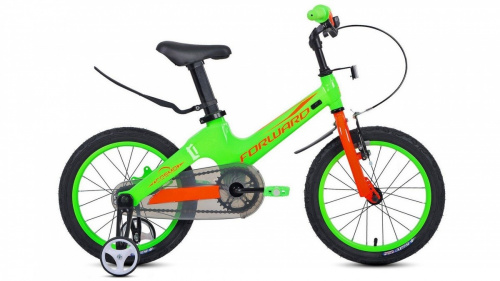 Фото выбрать и купить детский велосипед или подростковый, для девочки или мальчика, размеры 12 дюймов, 14 дюймов, 16 дюймов, 18 дюймов и 20 дюймов, горный, городской, фэтбайк, полуфэт, BMX, складной детский, трехколесный, со склада в СПб - детские велосипеды, велосипед forward cosmo 16 (2021) зеленый  в наличии - интернет-магазин Мастерская Тимура