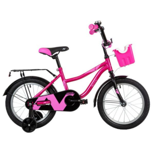 Фото выбрать и купить детский велосипед или подростковый, для девочки или мальчика, размеры 12 дюймов, 14 дюймов, 16 дюймов, 18 дюймов и 20 дюймов, горный, городской, фэтбайк, полуфэт, BMX, складной детский, трехколесный, со склада в СПб - детские велосипеды, велосипед novatrack 16" wind фуксия, полная защита цепи, ножной тормоз., крылья, багажник, пер.корзина  в наличии - интернет-магазин Мастерская Тимура