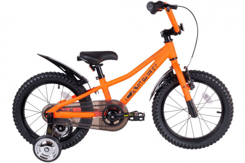 Фото выбрать и купить детский велосипед или подростковый, для девочки или мальчика, размеры 12 дюймов, 14 дюймов, 16 дюймов, 18 дюймов и 20 дюймов, горный, городской, фэтбайк, полуфэт, BMX, складной детский, трехколесный, со склада в СПб - детские велосипеды, велосипед tech team casper 16 оранжевый  в наличии - интернет-магазин Мастерская Тимура