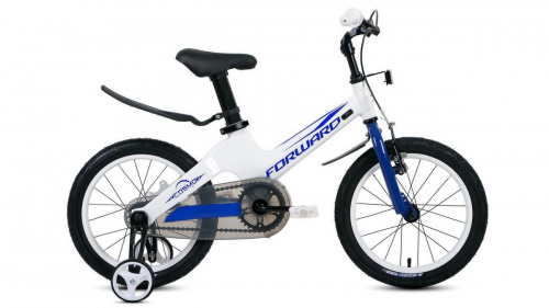 Фото выбрать и купить детский велосипед или подростковый, для девочки или мальчика, размеры 12 дюймов, 14 дюймов, 16 дюймов, 18 дюймов и 20 дюймов, горный, городской, фэтбайк, полуфэт, BMX, складной детский, трехколесный, со склада в СПб - детские велосипеды, велосипед forward cosmo 16 (2020) white белый  в наличии - интернет-магазин Мастерская Тимура