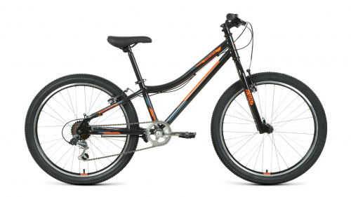 Фото выбрать и купить горный велосипед, горный двухподвес для подростка, BMX, полуфэт, фэтбайк, складной, детский велосипед для девочки или мальчика в СПб - большой выбор, размер колеса 20, 24, 26 и 27,5 дюйма, велосипед forward titan 24 1.0 (2021) чёрный / оранжевый  в наличии - интернет-магазин Мастерская Тимура