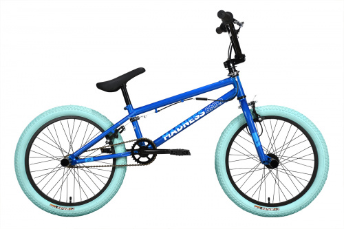 Фото выбрать и купить BMX, велосипед 4X, стрит или дерт со склада в СПб - большой выбор для взрослого 20, 24 или 26 дюймов, для трюков велосипеды, велосипед stark madness bmx 2 (2023) синий/белый/голубой  в наличии - интернет-магазин Мастерская Тимура