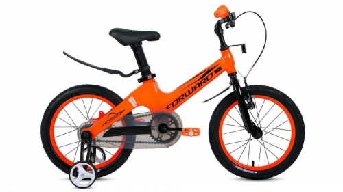 Фото выбрать и купить детский велосипед или подростковый, для девочки или мальчика, размеры 12 дюймов, 14 дюймов, 16 дюймов, 18 дюймов и 20 дюймов, горный, городской, фэтбайк, полуфэт, BMX, складной детский, трехколесный, со склада в СПб - детские велосипеды, велосипед forward cosmo 16 (2021) оранжевый  в наличии - интернет-магазин Мастерская Тимура