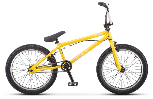 Фото выбрать и купить BMX, велосипед 4X, стрит или дерт со склада в СПб - большой выбор для взрослого 20, 24 или 26 дюймов, для трюков велосипеды, велосипед stels saber 20 v010 (2020) желтый, размер 8"  в наличии - интернет-магазин Мастерская Тимура