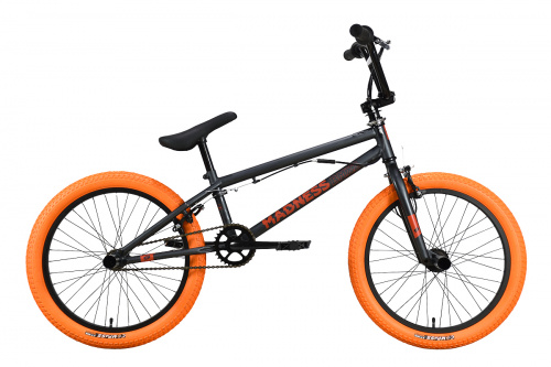 Фото выбрать и купить BMX, велосипед 4X, стрит или дерт со склада в СПб - большой выбор для взрослого 20, 24 или 26 дюймов, для трюков велосипеды, велосипед stark madness bmx 2 (2023) серый/оранжевый/оранжевый  в наличии - интернет-магазин Мастерская Тимура