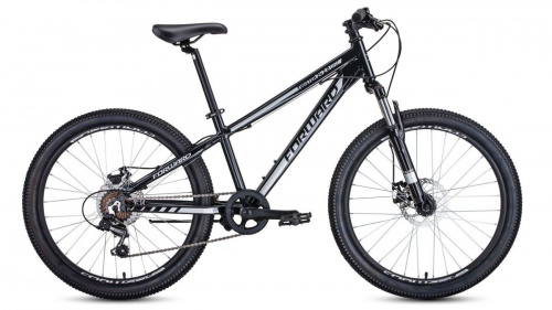 Фото выбрать и купить горный велосипед, горный двухподвес для подростка, BMX, полуфэт, фэтбайк, складной, детский велосипед для девочки или мальчика в СПб - большой выбор, размер колеса 20, 24, 26 и 27,5 дюйма, велосипед forward twister 24 2.0 disc (2020) black/gray черный/серый, размер 13''  в наличии - интернет-магазин Мастерская Тимура