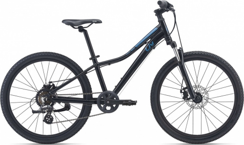 Фото выбрать и купить горный велосипед, горный двухподвес для подростка, BMX, полуфэт, фэтбайк, складной, детский велосипед для девочки или мальчика в СПб - большой выбор, размер колеса 20, 24, 26 и 27,5 дюйма, велосипед liv enchant 24 disc (2021) чёрный  в наличии - интернет-магазин Мастерская Тимура