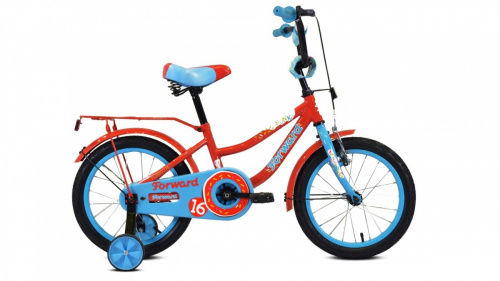 Фото выбрать и купить детский велосипед или подростковый, для девочки или мальчика, размеры 12 дюймов, 14 дюймов, 16 дюймов, 18 дюймов и 20 дюймов, горный, городской, фэтбайк, полуфэт, BMX, складной детский, трехколесный, со склада в СПб - детские велосипеды, велосипед forward funky 16 (2021) красный / голубой  в наличии - интернет-магазин Мастерская Тимура