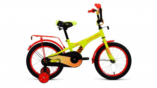 Фото выбрать и купить детский велосипед или подростковый, для девочки или мальчика, размеры 12 дюймов, 14 дюймов, 16 дюймов, 18 дюймов и 20 дюймов, горный, городской, фэтбайк, полуфэт, BMX, складной детский, трехколесный, со склада в СПб - детские велосипеды, велосипед forward crocky 16 (2021) зеленый / оранжевый  в наличии - интернет-магазин Мастерская Тимура