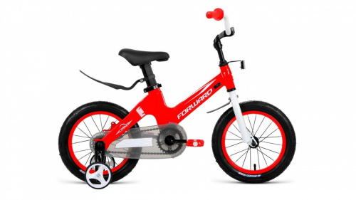 Фото выбрать и купить детский велосипед или подростковый, для девочки или мальчика, размеры 14 дюймов, 16 дюймов, горный, BMX, детский, трехколесный, со склада в СПб - детские велосипеды, велосипед forward cosmo 14 (2021) красный  в наличии - интернет-магазин Мастерская Тимура