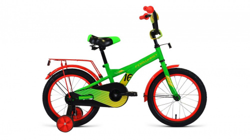 Фото выбрать и купить детский велосипед или подростковый, для девочки или мальчика, размеры 12 дюймов, 14 дюймов, 16 дюймов, 18 дюймов и 20 дюймов, горный, городской, фэтбайк, полуфэт, BMX, складной детский, трехколесный, со склада в СПб - детские велосипеды, велосипед forward crocky 16 (2022) зеленый/оранжевый  в наличии - интернет-магазин Мастерская Тимура