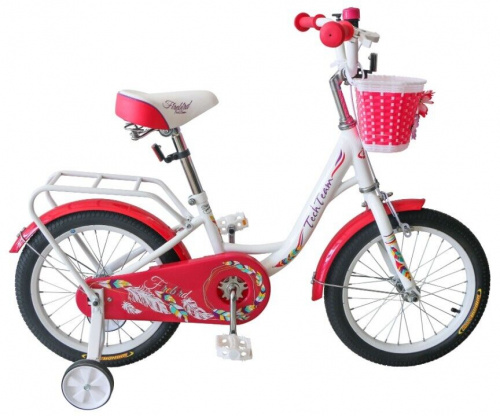 Фото выбрать и купить детский велосипед или подростковый, для девочки или мальчика, размеры 12 дюймов, 14 дюймов, 16 дюймов, 18 дюймов и 20 дюймов, горный, городской, фэтбайк, полуфэт, BMX, складной детский, трехколесный, со склада в СПб - детские велосипеды, велосипед tech team firebird 16 (16" 1 ск.) белый/розовый (nn003798)  в наличии - интернет-магазин Мастерская Тимура