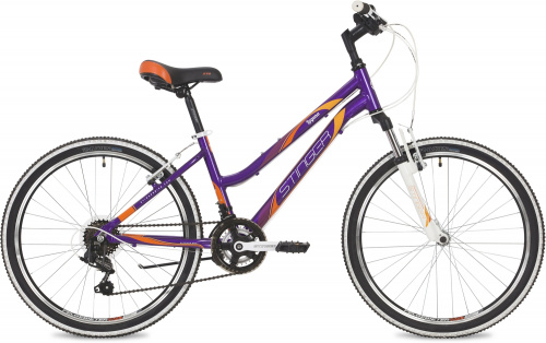 Фото выбрать и купить горный велосипед, горный двухподвес для подростка, BMX, полуфэт, фэтбайк, складной, детский велосипед для девочки или мальчика в СПб - большой выбор, размер колеса 20, 24, 26 и 27,5 дюйма, велосипед stinger laguna 24 (2021) фиолетовый  в наличии - интернет-магазин Мастерская Тимура