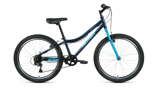 Фото выбрать и купить горный велосипед, горный двухподвес для подростка, BMX, полуфэт, фэтбайк, складной, детский велосипед для девочки или мальчика в СПб - большой выбор, размер колеса 20, 24, 26 и 27,5 дюйма, велосипед altair mtb 24 (2023) темно-синий/мятный  в наличии - интернет-магазин Мастерская Тимура