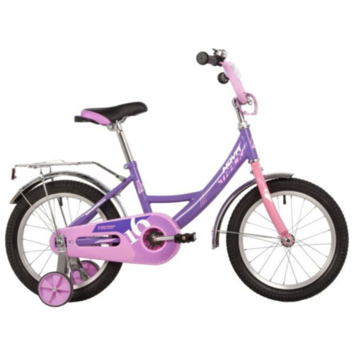 Фото выбрать и купить детский велосипед или подростковый, для девочки или мальчика, размеры 12 дюймов, 14 дюймов, 16 дюймов, 18 дюймов и 20 дюймов, горный, городской, фэтбайк, полуфэт, BMX, складной детский, трехколесный, со склада в СПб - детские велосипеды, велосипед novatrack 16" vector фиолетовый, тормоз нож, крылья и багажник хром., полная защ.цепи  в наличии - интернет-магазин Мастерская Тимура