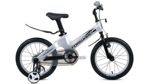 Фото выбрать и купить детский велосипед или подростковый, для девочки или мальчика, размеры 12 дюймов, 14 дюймов, 16 дюймов, 18 дюймов и 20 дюймов, горный, городской, фэтбайк, полуфэт, BMX, складной детский, трехколесный, со склада в СПб - детские велосипеды, велосипед forward cosmo 16 (2020) gray серый  в наличии - интернет-магазин Мастерская Тимура