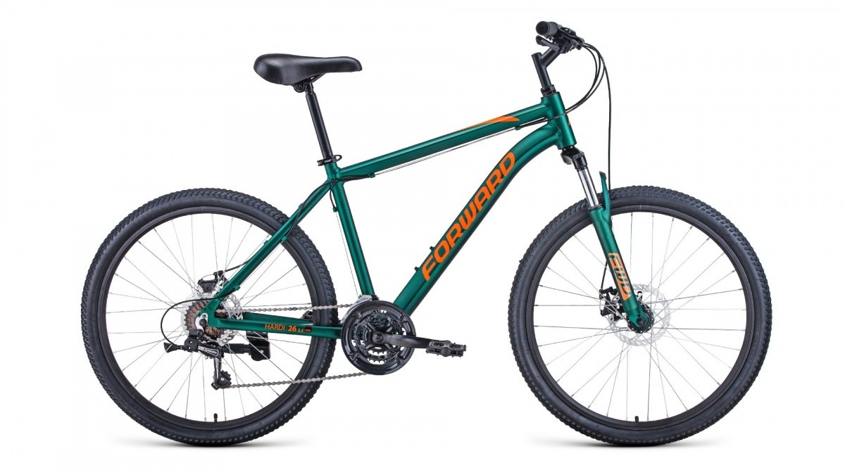Фото выбрать и купить велосипед forward hardi 26 2.0 disc (2021) зеленый матовый / оранжевый, размер 17" велосипеды со склада в СПб - большой выбор для взрослого и для детей, велосипед forward hardi 26 2.0 disc (2021) зеленый матовый / оранжевый, размер 17" велосипеды в наличии - интернет-магазин Мастерская Тимура