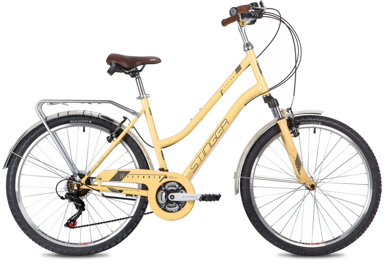 Фото выбрать и купить городской или дорожный велосипед для города и велопрогулок со склада в СПб - большой выбор для взрослого и для детей, велосипед stinger victoria 26 (2021) бежевый, 17" велосипеды в наличии - интернет-магазин Мастерская Тимура