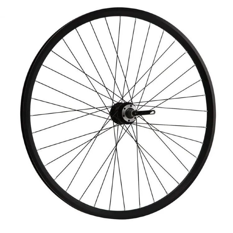 Фото выбрать и купить колесо 26" переднее, алюминиевая втулка wz-a282f, дисковая (6 винтов), эксцентрик, двустеночный обод, dw-3460 (ут00026095) для велосипедов со склада в СПб - большой выбор для взрослого, запчасти для велосипедов в наличии - интернет-магазин Мастерская Тимура