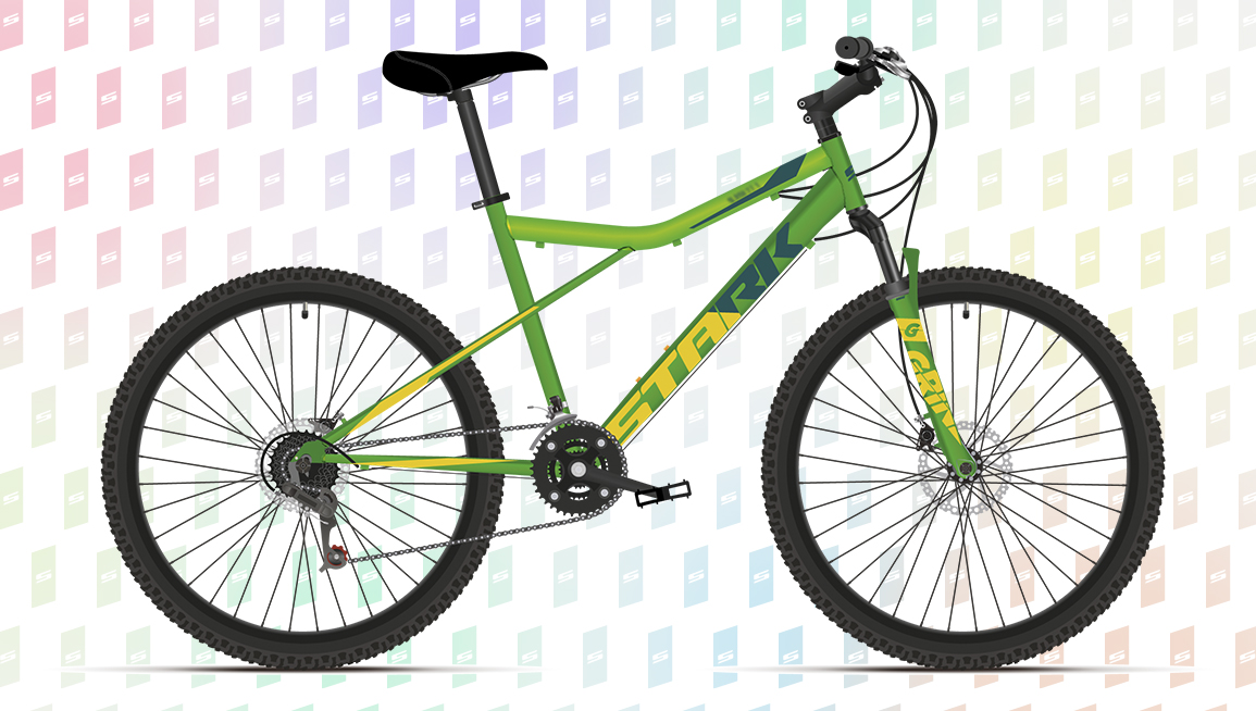 Фото выбрать и купить велосипед stark slash 26.1 d steel (2023) насыщенный-зеленый/желтый, размер 16" велосипеды со склада в СПб - большой выбор для взрослого и для детей, велосипед stark slash 26.1 d steel (2023) насыщенный-зеленый/желтый, размер 16" велосипеды в наличии - интернет-магазин Мастерская Тимура