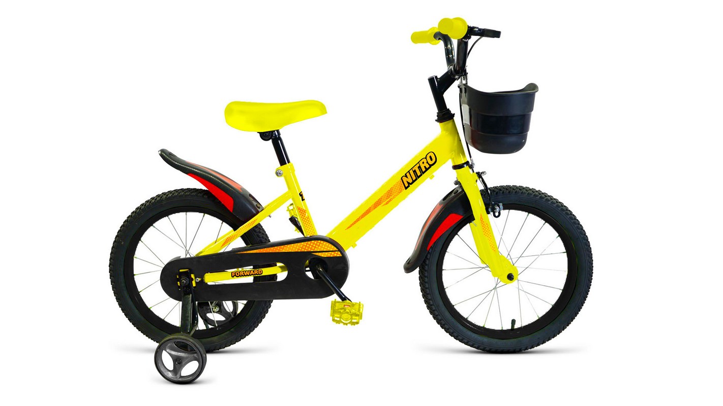Фото выбрать и купить велосипед forward nitro 18 (2023) желтый детские в магазинах или со склада в СПб - большой выбор для взрослого и для детей, велосипед forward nitro 18 (2023) желтый детские в наличии - интернет-магазин Мастерская Тимура