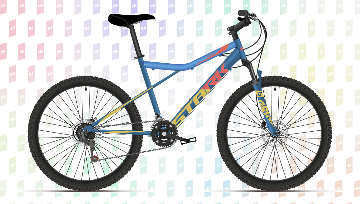 Фото выбрать и купить велосипед stark slash 26.1 d (2023) насыщенный-синий/горчичный, размер 16" велосипеды со склада в СПб - большой выбор для взрослого и для детей, велосипед stark slash 26.1 d (2023) насыщенный-синий/горчичный, размер 16" велосипеды в наличии - интернет-магазин Мастерская Тимура