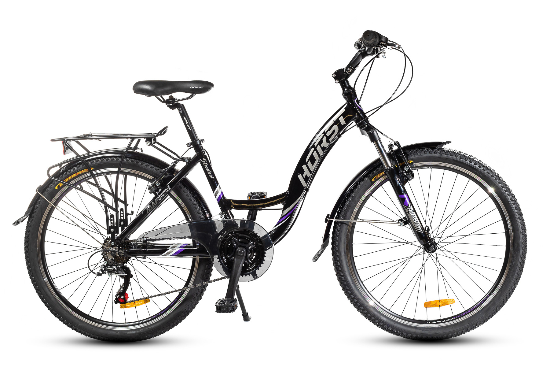 Фото выбрать и купить городской или дорожный велосипед для города и велопрогулок со склада в СПб - большой выбор для взрослого и для детей, велосипед horst shadow (2022) черный/серый/фиолетовый, размер 16" велосипеды в наличии - интернет-магазин Мастерская Тимура