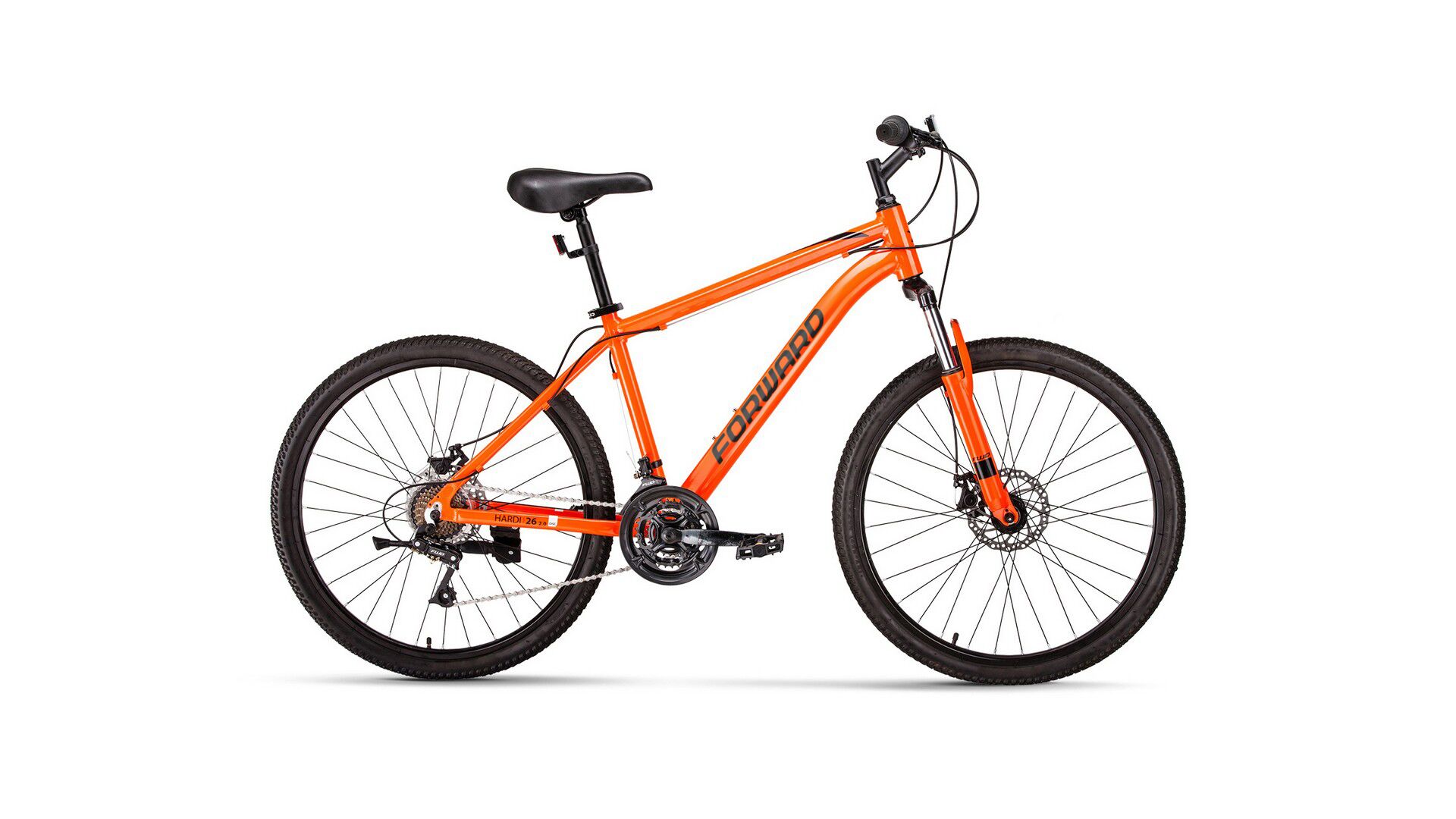 Фото выбрать и купить велосипед forward hardi 26 2.0 d (2022) оранжевый/черный, 16" велосипеды со склада в СПб - большой выбор для взрослого и для детей, велосипед forward hardi 26 2.0 d (2022) оранжевый/черный, 16" велосипеды в наличии - интернет-магазин Мастерская Тимура