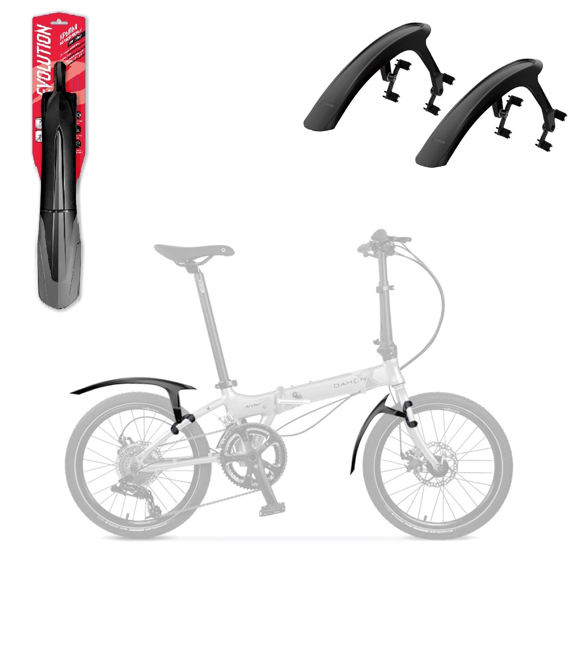 Фото выбрать и купить крылья evolution folding 20-24", комплект передне/заднее, крепеж: переднее на штаны вилки, заднее на верхние перья рамы; пластиковые, черные для велосипедов со склада в СПб - большой выбор для взрослого, крылья evolution folding 20-24", комплект передне/заднее, крепеж: переднее на штаны вилки, заднее на верхние перья рамы; пластиковые, черные для велосипедов в наличии - интернет-магазин Мастерская Тимура