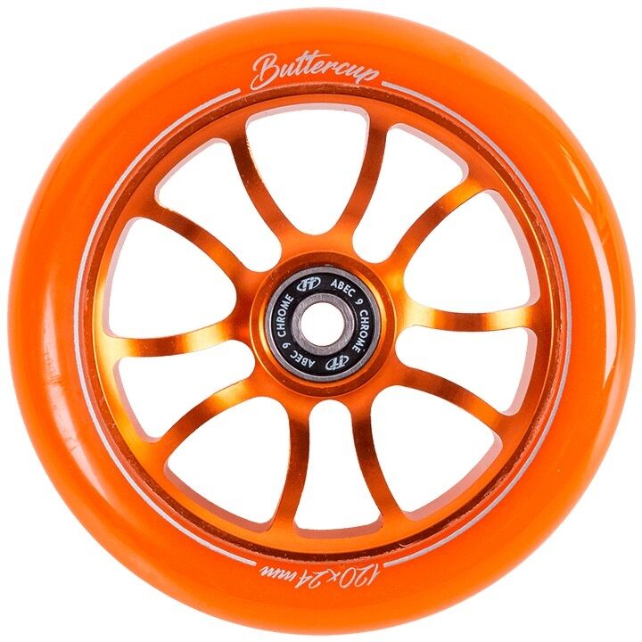Фото выбрать и купить колесо для трюкового самоката 120 мм, buttercup (orange, nn010602) в магазинах в наличии или заказать в интернет-магазине с доставкой со склада в СПб - большой выбор для взрослого, колесо для трюкового самоката 120 мм, buttercup (orange, nn010602) в наличии - интернет-магазин Мастерская Тимура