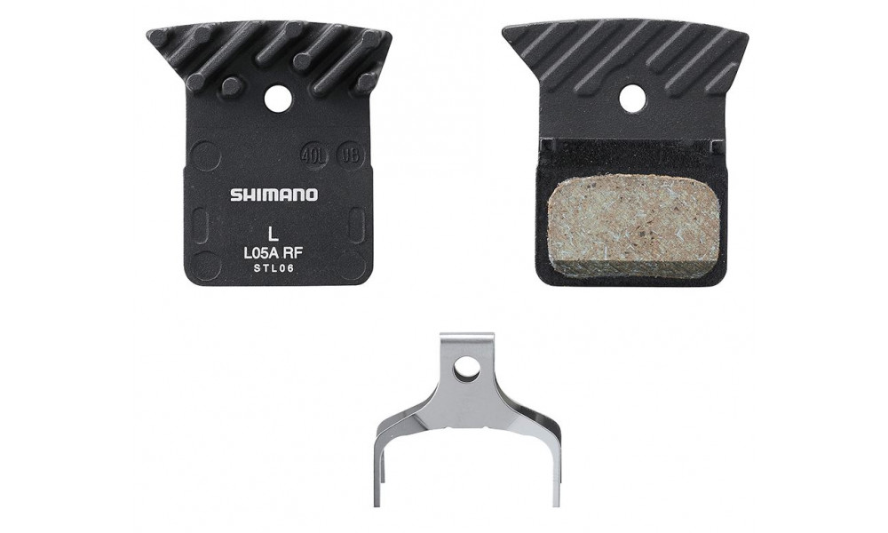 Фото выбрать и купить тормозные колодки shimano l05a-rf grx/xtr с радиаторами, органические, подложка алюминиевый сплав для велосипедов со склада в СПб - большой выбор для взрослого, запчасти для велосипедов в наличии - интернет-магазин Мастерская Тимура