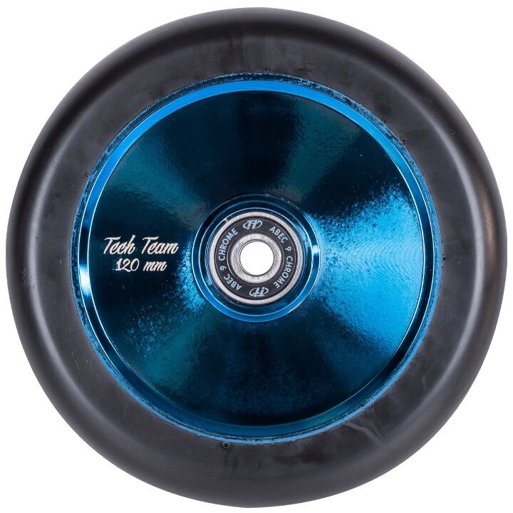 Фото выбрать и купить колесо для трюкового самоката 120 мм, hollow core (blue chrome, nn007731) в магазинах в наличии или заказать в интернет-магазине с доставкой со склада в СПб - большой выбор для взрослого, колесо для трюкового самоката 120 мм, hollow core (blue chrome, nn007731) в наличии - интернет-магазин Мастерская Тимура