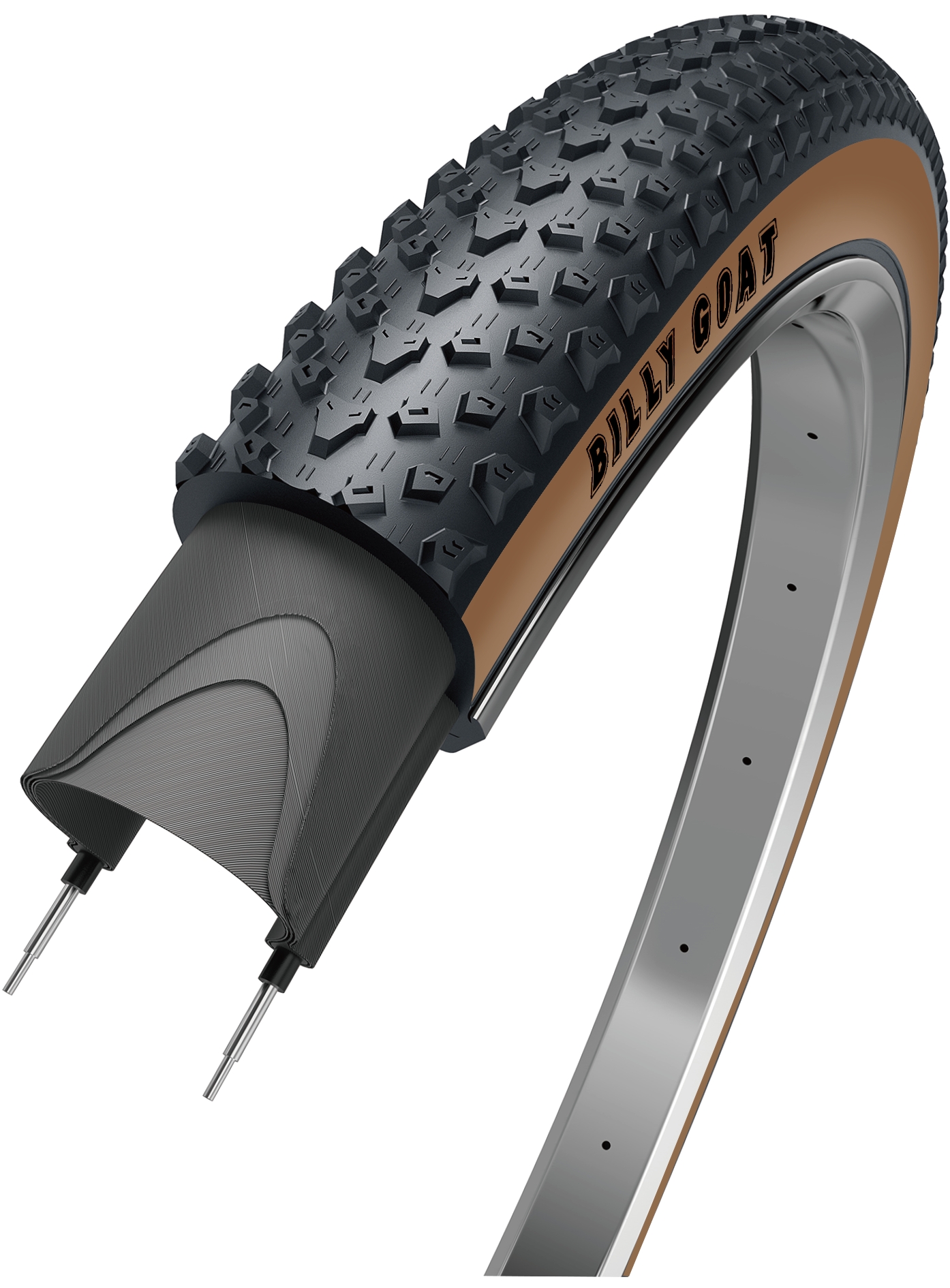 Фото выбрать и купить покрышка 26"x2.25 mtb/cross country средний 60tpi (кевлар/складная) коричневая боковина (tanwall) billy goat obor для велосипедов со склада в СПб - большой выбор для взрослого, запчасти для велосипедов в наличии - интернет-магазин Мастерская Тимура