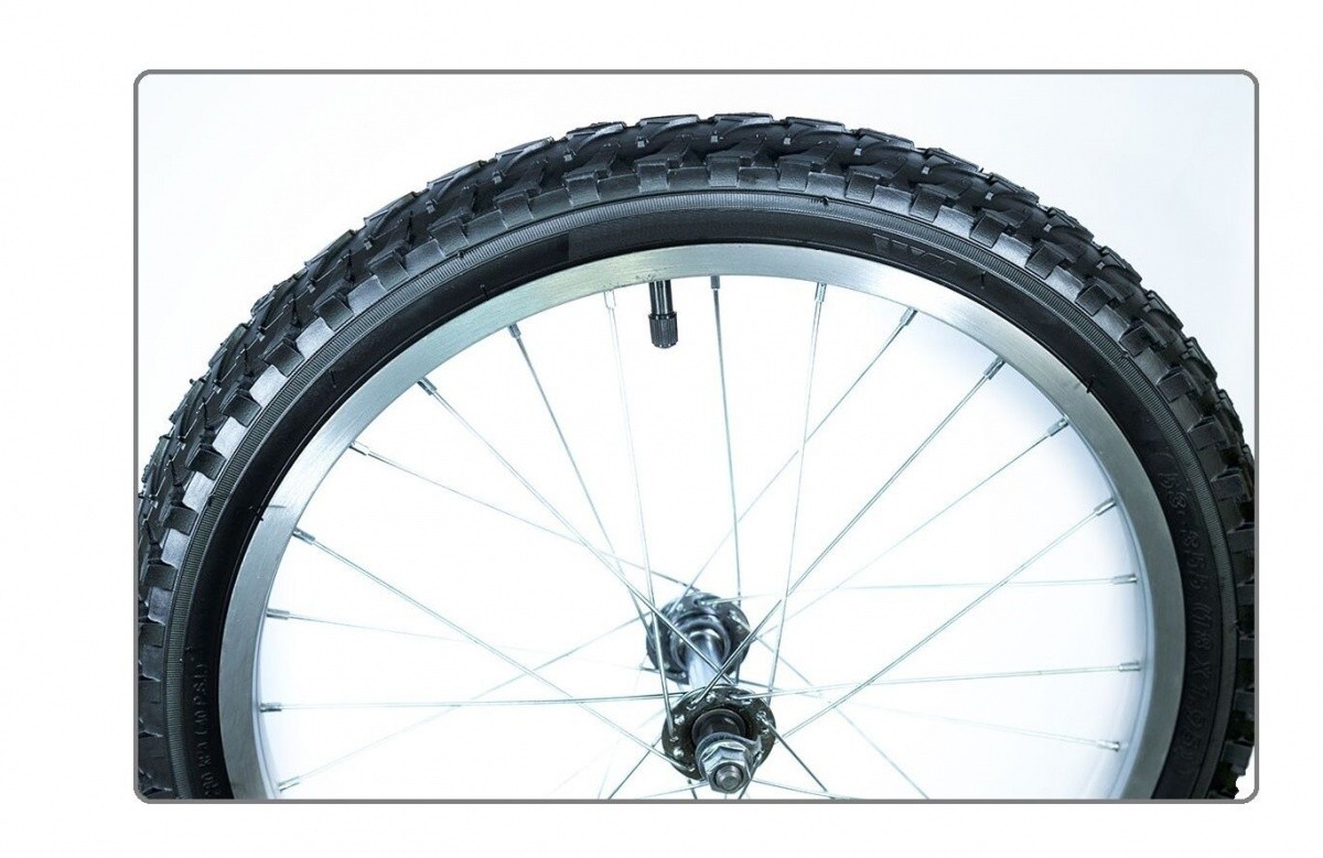 Фото выбрать и купить колесо 18" переднее, алюминиевый обод, передняя втулка, в сборе с покрышкой (18х1,95) и камерой (ут00019444) для велосипедов со склада в СПб - большой выбор для взрослого, запчасти для велосипедов в наличии - интернет-магазин Мастерская Тимура