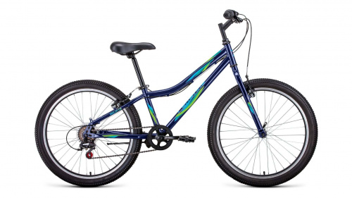 Фото выбрать и купить горный велосипед, горный двухподвес для подростка, BMX, полуфэт, фэтбайк, складной, детский велосипед для девочки или мальчика в СПб - большой выбор, размер колеса 20, 24, 26 и 27,5 дюйма, велосипед forward iris 24 1.0 (2022) темно-синий/зеленый, 12"  в наличии - интернет-магазин Мастерская Тимура